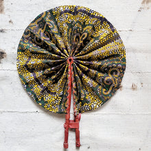 Load image into Gallery viewer, Yellow Brown African Print Fan