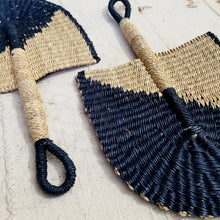 Load image into Gallery viewer, Bolga Half-Moon Black and Natural Fan