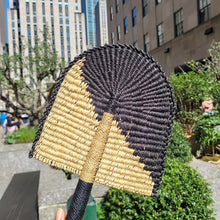 Load image into Gallery viewer, Bolga Half-Moon Black and Natural Fan