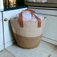 Load image into Gallery viewer, Natural -White Sisal Basket with Handles