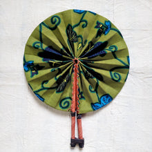 Load image into Gallery viewer, Green Blue African Print Fan