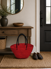 Load image into Gallery viewer, Ghana Shoulder Basket Bag- Red