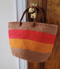 Load image into Gallery viewer, Beige, Red & Orange Sisal Basket with Handles