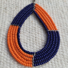 Load image into Gallery viewer, Blue / Orange Maasai Earrings