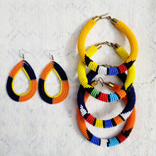 Load image into Gallery viewer, Black / Orange Maasai Earrings