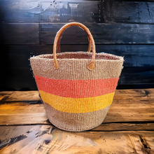 Load image into Gallery viewer, Beige, Red & Orange Sisal Basket with Handles