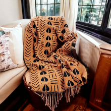 Load image into Gallery viewer, Orange Coffee Bean Mud cloth