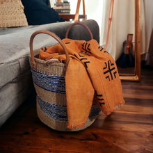 Load image into Gallery viewer, Blue & Natural Stripe Sisal Basket
