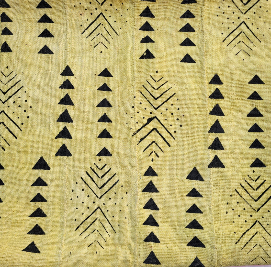 Yellow with Black Triangles Mud Cloth