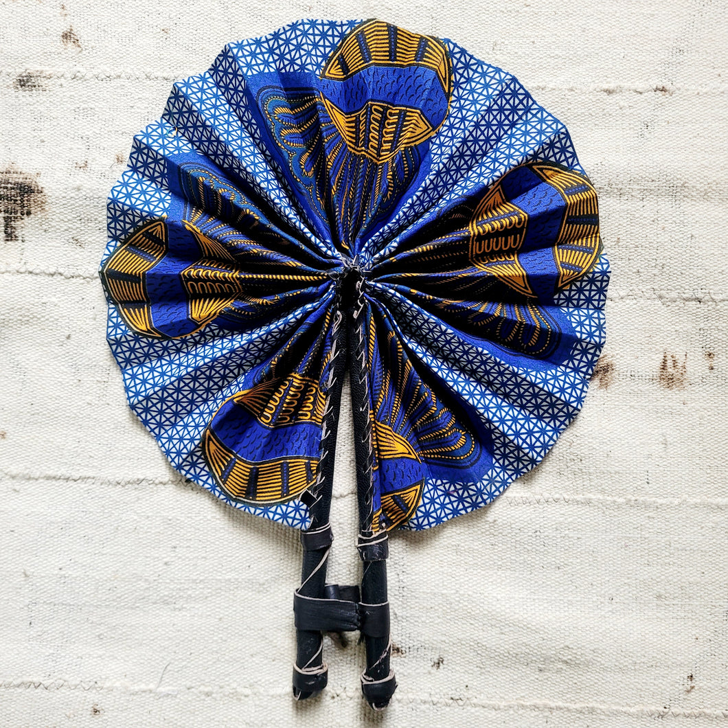 Blue African Frabic Fan