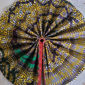 Yellow Brown African Print Fan