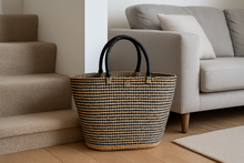 Load image into Gallery viewer, Large Black and Natural Strings Basket

