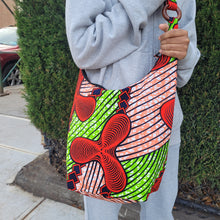 Load image into Gallery viewer, Africa Print Crossbody Bag/ Green-Red
