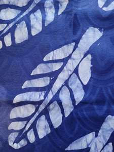Blue Batik Fabric- Leaf Pattern