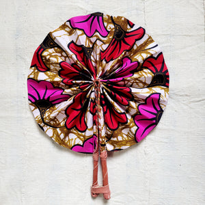 Red and Pink African Print Fan