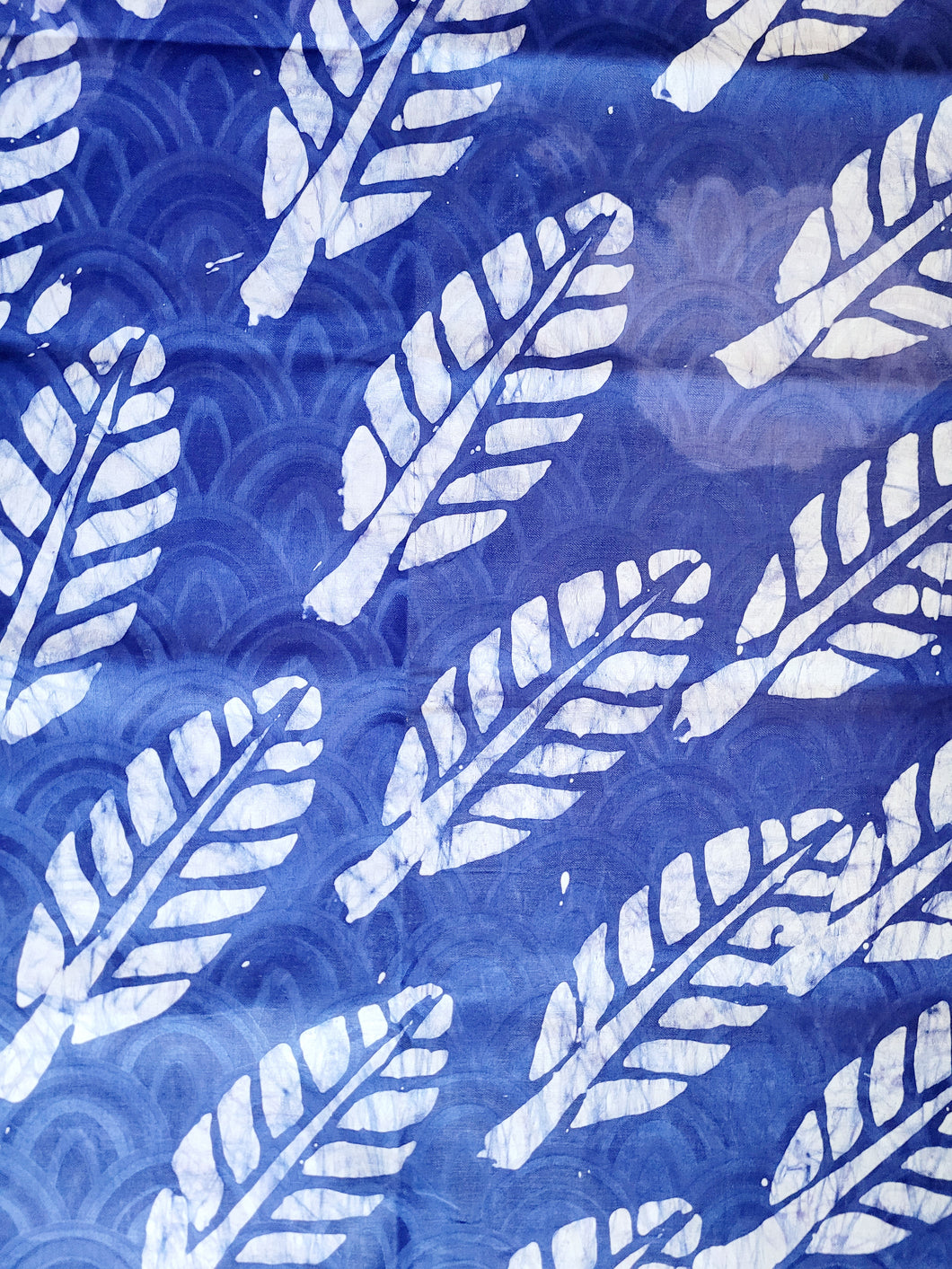 Blue Batik Fabric- Leaf Pattern