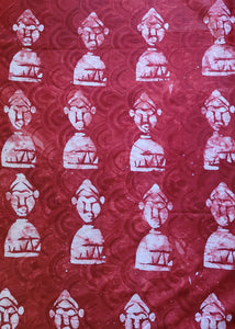 Red Batik Fabric-Bassa Tribe Mask