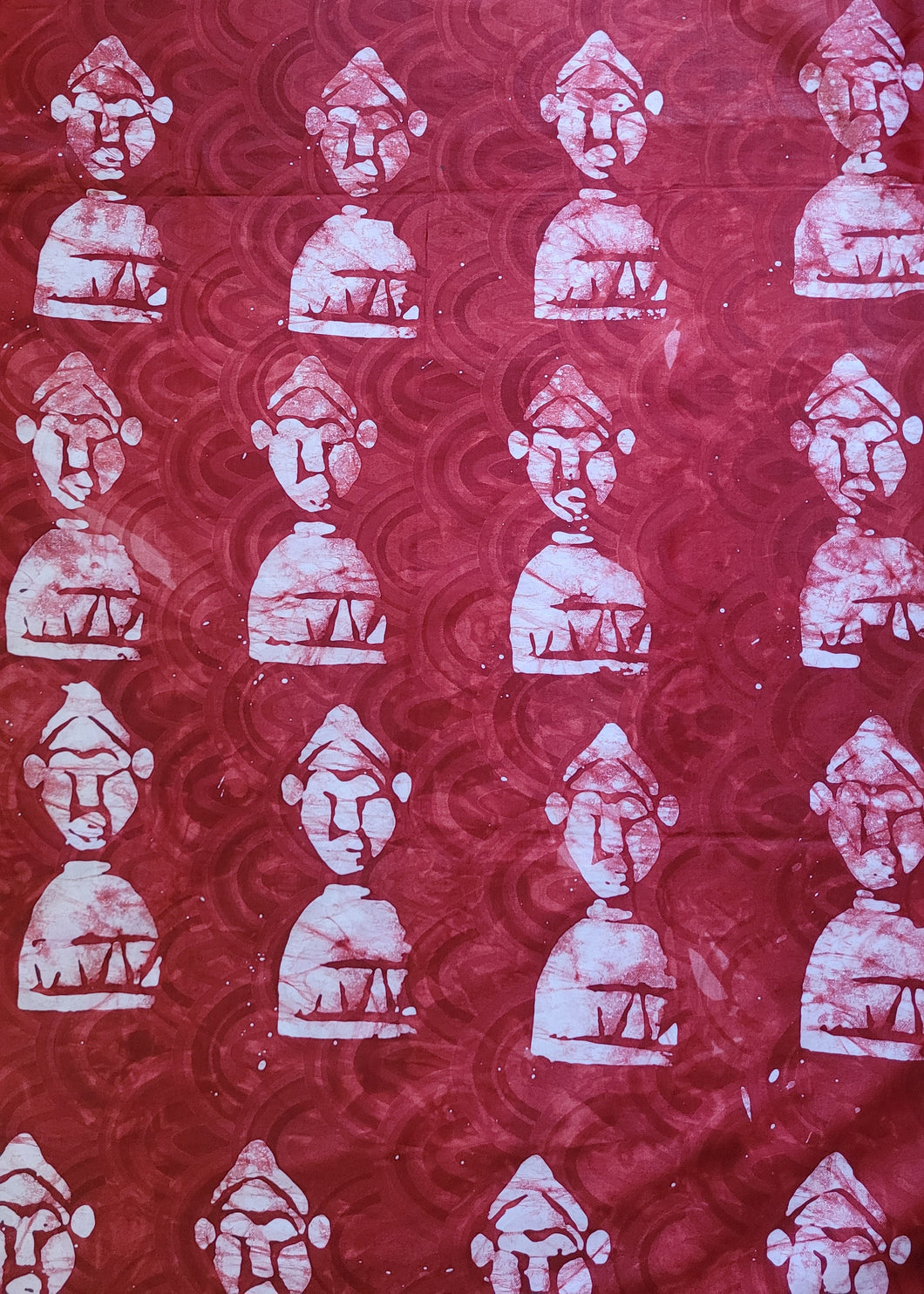 Red Batik Fabric-Bassa Tribe Mask