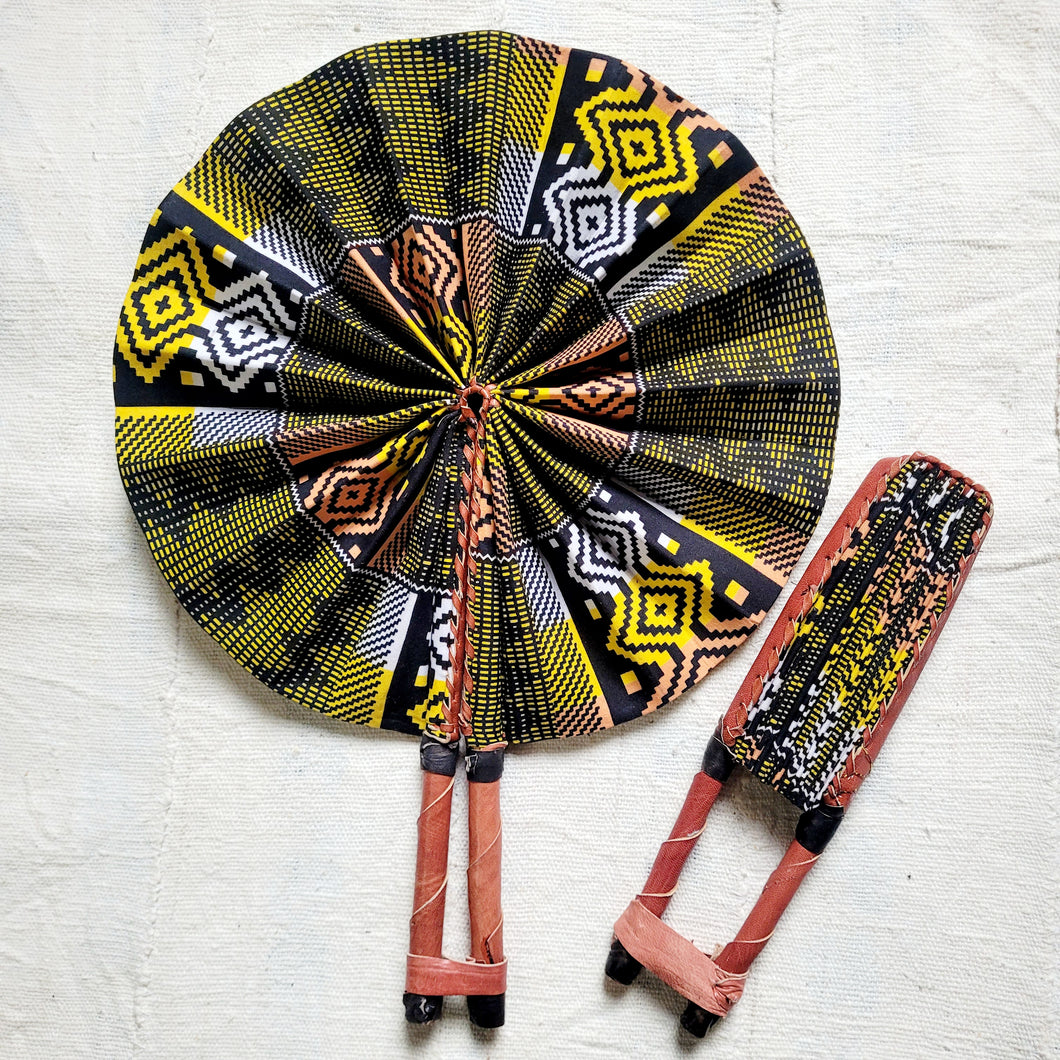 Brown African Print Fan