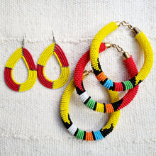 Load image into Gallery viewer, Red/ Yellow Maasia Earrings
