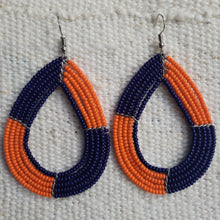 Load image into Gallery viewer, Blue / Orange Maasai Earrings
