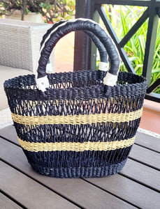 Small  Bolga Basket- Black / Natural