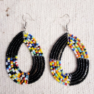 Black Multicolored Loop Earrings